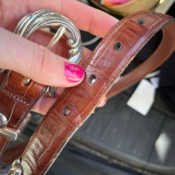 Vintage Croc Embossed Leather Belt 32.5–37" Western Silver Buckle - Picture 7 of 7